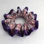 ☆リバティコットンテイル（ピンクパープル系）☆パープルサテンの縁取りシュシュ