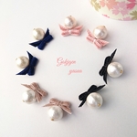 再販happyピアス &イヤリング🌸 コットンパール／桜色／キスカ／ホワイト／   🎀リボン／桜／藍色／グレージュ／黒       