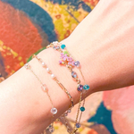 【秋色の花宝石】ブレスレット　ラベンダー　タンザナイト　アクアマリン　キラキラ　すみれ
