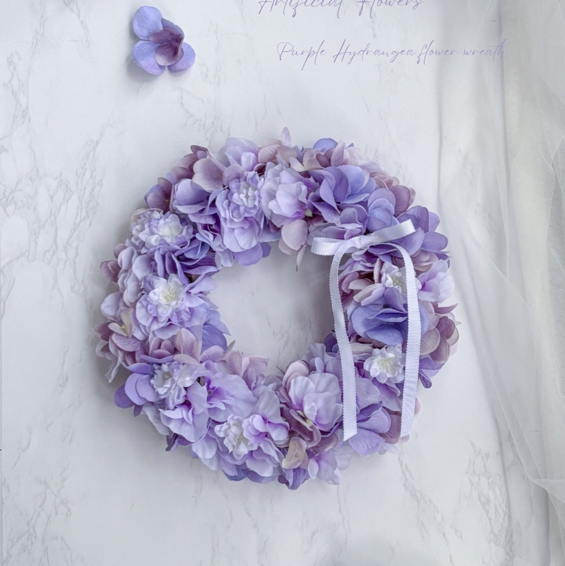 紫の紫陽花リース
