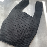 black 大人可愛いハートシフォン　マルシェバック　エコバッグ