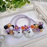 ハロウィン　おばけ　子供　ヘアゴム　キッズ　ビーズ　キラキラ　女の子　キッズヘアゴム　子供ヘアゴム　ヘアアクセ　ヘアアクセサリー　髪ゴム　二つ結び