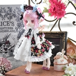 薔薇柄ドレス(ブラック) 高身長1/12ドール用