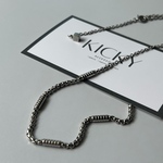 【NEW】[9/12(fri)21:00〜]【dino(ﾃﾞｨｰﾉ)】ステンレス シルバーネックレス スクエア ニュアンス シンプルネックレス モダン シック カジュアル モード 40cm 