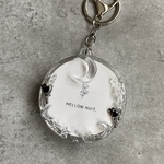 再販【缶バッジ】バッジケースキーホルダー 『melt』black  silver metal heart/透明/月/鉱物