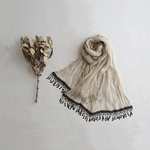 リネンガーゼストール タッセルレース　Sand Beige