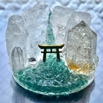 ✨癒しの滝✨鳥居✨神社✨オルゴナイト✨オブジェ✨アパタイト✨シトリン✨水晶✨