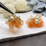 【chmm1759oripp】【２個】花びらタッセルチャーム　オリジナル♪染め＆吹き付け加工　花びらパーツ　　