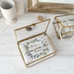 【名前刺繍】刺繍のリングピロー＊Glass box＊MIMOSA　ミモザ＊名入れ記念日刺繍