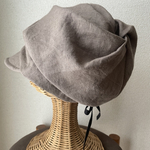 秋色リネンのキャスケット　モカベージュ