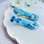 お花詰め詰めリボン.⋆𝜗𝜚ヘアクリップ💙シアン色🩵