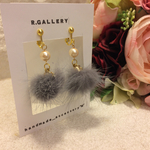 秋 冬 ファー付き♡イヤリング 大人ピアス