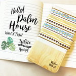 【カメラホール付】iPhone/Android 名入れ♪ ネイティブ柄ウッド★TRIBAL WOOD ホワイト 手帳型スマホケース