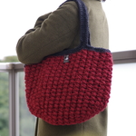 秋冬ver.模様編みトートバッグ（ボルドー）受注製作