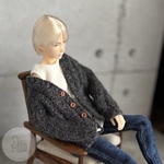 アラン模様のカーディガン　バルキーニット　六分の一男子図鑑　エイト　ナイン