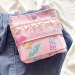 新作★バレエ柄　フリル付き⭐︎移動ポケット⭐︎女の子　小学生　幼稚園【ハンカチ入れ　ポケットティッシュ入れ　プレゼント　ギフト　クリップ付き　発表会　バレリーナ　チュチュ　トゥシューズ柄