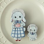 【うさぎブローチセット】ティーポットとうさぎさん
