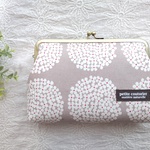 【受注製作】がま口通帳ケース  サークルフラワー　グレージュ