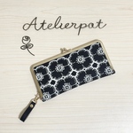 ★ミナペルホネン★anemone dark navyのがま口財布★持手付
