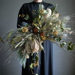 ドライフラワー壁飾り　グリーン系