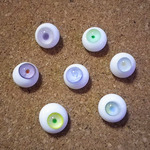 【アウトレット】　手作りグラスアイ7個セット（アクセサリー素材用）