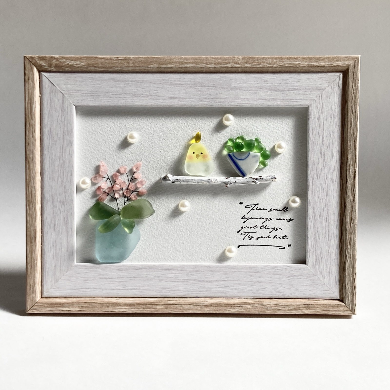 ちょこんとおすわりビションフリーゼ うちの子シーグラスアート ちょこんとおすわりビションフリーゼ うちの子シーグラスアート