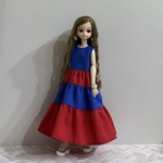 リカちゃん　万博カラーのティアードワンピース💙❤️