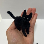 ミニチュア 黒猫 金目 アートドール モールアニマル あいす