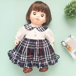２段フリルワンピース（チェックトップス袖白）ぽぽちゃん