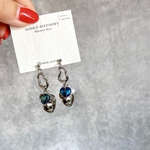シルバー×ブルーオーロラのハートピアス