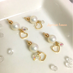パールとハートのシンプルピアス