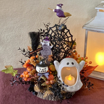 ＂ゴーストキャンドルを灯して❗️ゴースト仲間のHalloween Night＂キャンドルホルダー付きのハロウィン飾り