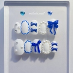 【カラー変更無料】人気No. 1✨シンプルリボンネイル🫐🎀　ガーリーネイル　推し活ネイル　シンプルネイル　韓国ネイル　青ネイル　ブルーネイル