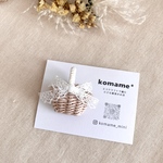【新作】 komame* レースリボン ワンハンドル カゴバッグ ブローチ パステルピンク色