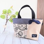 大人可愛い ♡ 時計歯車柄 ♡ 三角マチミニトートバッグ