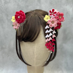 つまみ細工髪飾り　七五三のかんざしセット   *パッチンピン*ローズ*くすみピンク*桜*和*日本髪