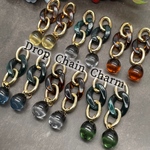9/10 NEW【chmm1766oripp】選べるカラバリ♪【２個】Chain Drop Charm　個性的・大ぶり・秋冬・オリジナルチャーム・手染めパーツ