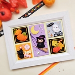 ハロウィン＊魔女&かぼちゃ&黒猫&おばけ＊フレーム飾り＊ちりめんつまみ細工