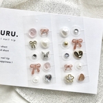 耳つぼジュエリー 20粒 [brown] ￤ お試しセット 💎 金属アレルギー対応/ステンレス/ピアス/マッサージ/ダイエット/リフトアップ/健康/軽い/パール/ビジュー/リボン/うるうる