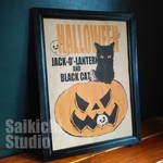 ハロウィン黒猫:A4ポスター(フレーム無し)