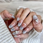 みずいろグラデ　チーク　ハートネイルチップ