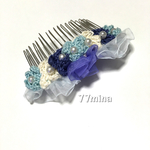 小花とオーガンジーのヘアコーム