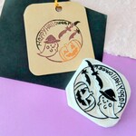 おばけ出てきてる？ハロウィン消しゴムはんこ☆HAPPY HALLOWEE おばけ ジャックオーランタン こうもり☆かわいいハロウィンのスタンプ☆ラッピング、ショップカードが楽しくなる秋はんこ