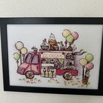 kitchen car〜 ice cream屋さん〜クロスステッチ刺繍額🚙🍨