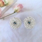 大人エレガントな薔薇のビーズ刺繍ピアス　✳︎光をまとう(ホワイトシルバー)　金属アレルギー対応　女子会　オケージョン