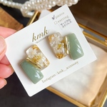《再販34❣》ピアス　ダブルレクタングル　レジン　レジンアクセサリー　レジンピアス　レジンアクセ　ドライフラワーアクセサリー　ドライフラワーピアス　ドライフラワー　お花ピアス　お花　パステルグリーン