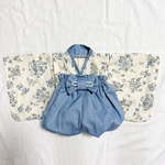 【3ヶ月〜5歳頃まで長い期間使える⭐︎】1番可愛いふわふわシルエットのベビー袴　ネモフィラ×くすみブルー袴