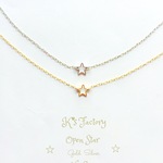 オープンスター☆とチェーンのネックレス  gold/silver