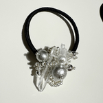 氷柱×コットンパールのヘアゴム【シルバー】