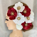 紫 和装髪飾り 振袖髪飾り　卒業式髪飾り　成人式髪飾り　ピオニー　芍薬　バラ　ローズ　ゴールド　派手　キラキラ　パールガーランド　水引　水引き　結婚式髪飾り　ウェディング髪飾り　花嫁髪飾り　お色直し